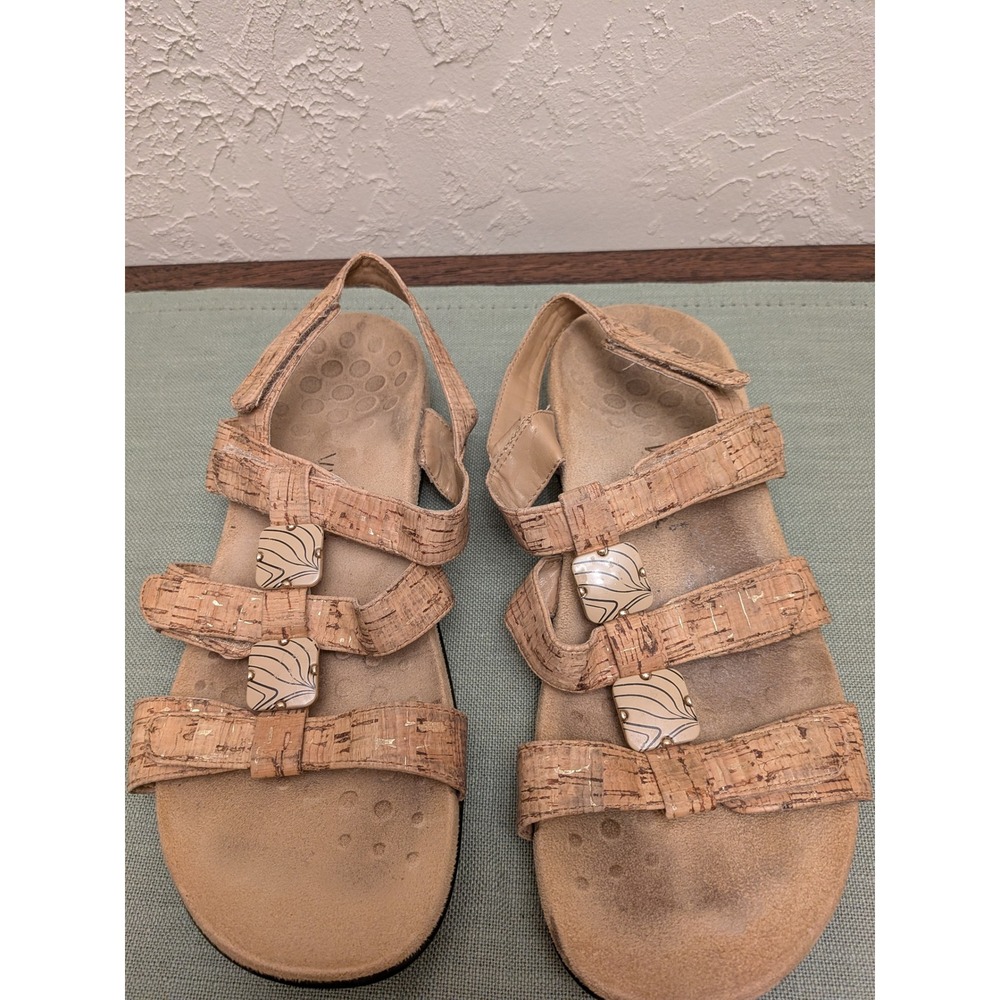 Vionic Amber Cork Adjustable Orthotic Sandals Tan Womens 8